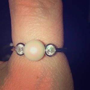 Swarovski pearl and Cz ring
